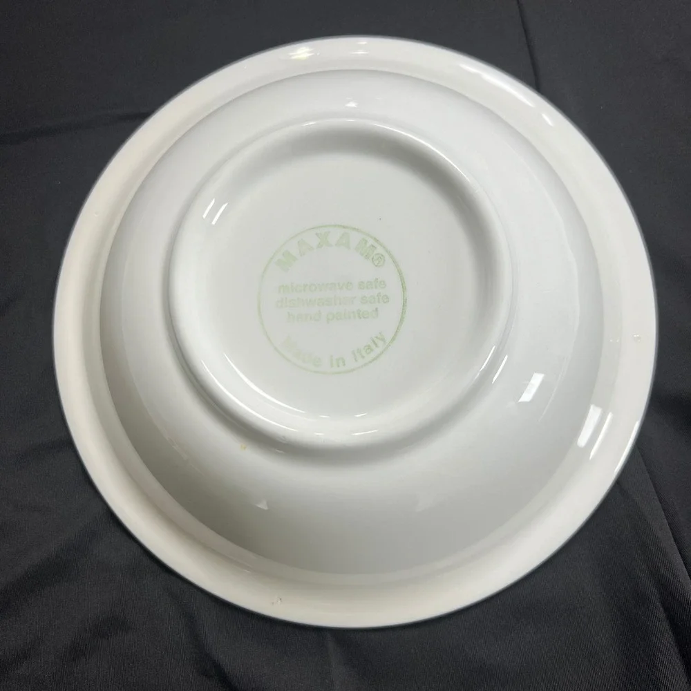 Maxam Italy Hand Painted Floral Pasta Bowl Blue Yellow White Ceramic 9 Inch